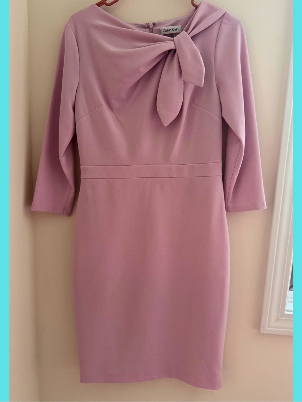 Calvin Klein Soft Lilac Tie-Neck Sheath Dress